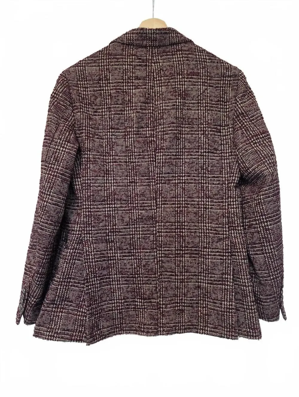 Eleventy Textured Plaid Blazer Prince of Wales Unlined size 50R Burgundy Maroon